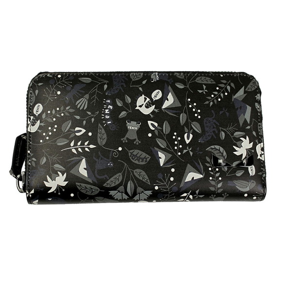 Fendi Bag Zip Multicolor Black Wallet Bugs Leather Long - Picture 1 of 4